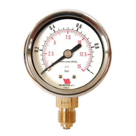 MANOMETRO 0-10 BAR A CASSA STAGNA CORPO INOX
