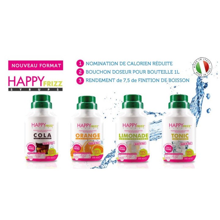 CONCENTRATO PER BEVANDE FRIZZANTI HAPPY FRIZZ acqua in casa 500 ML