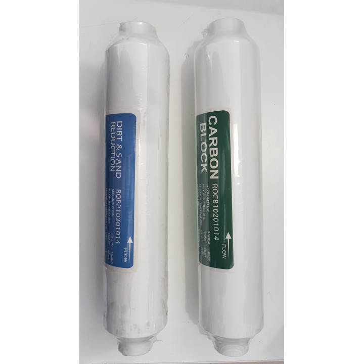 2 KIT FILTRI IN LINEA CARBONE ATTIVO + SEDIMENTI 10" x 1/4"